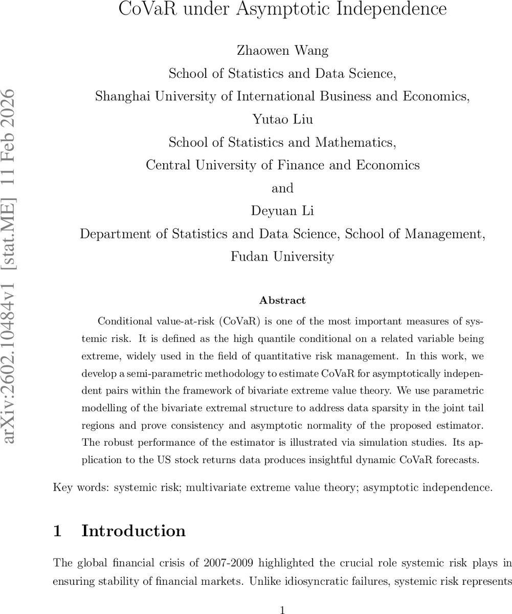 CoVaR under Asymptotic Independence