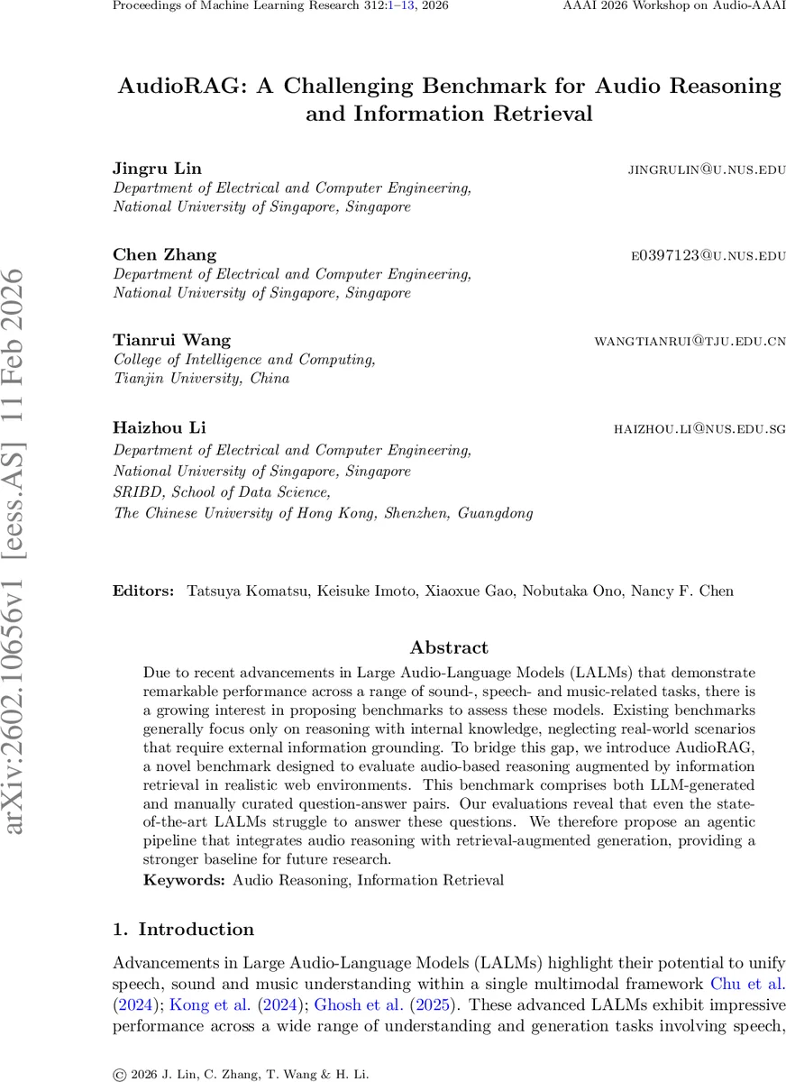 AudioRAG: A Challenging Benchmark for Audio Reasoning and Information Retrieval