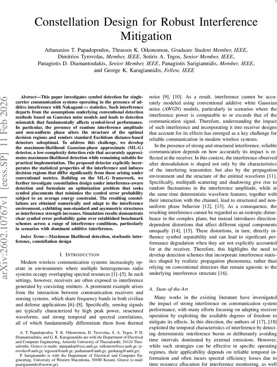 Constellation Design for Robust Interference Mitigation