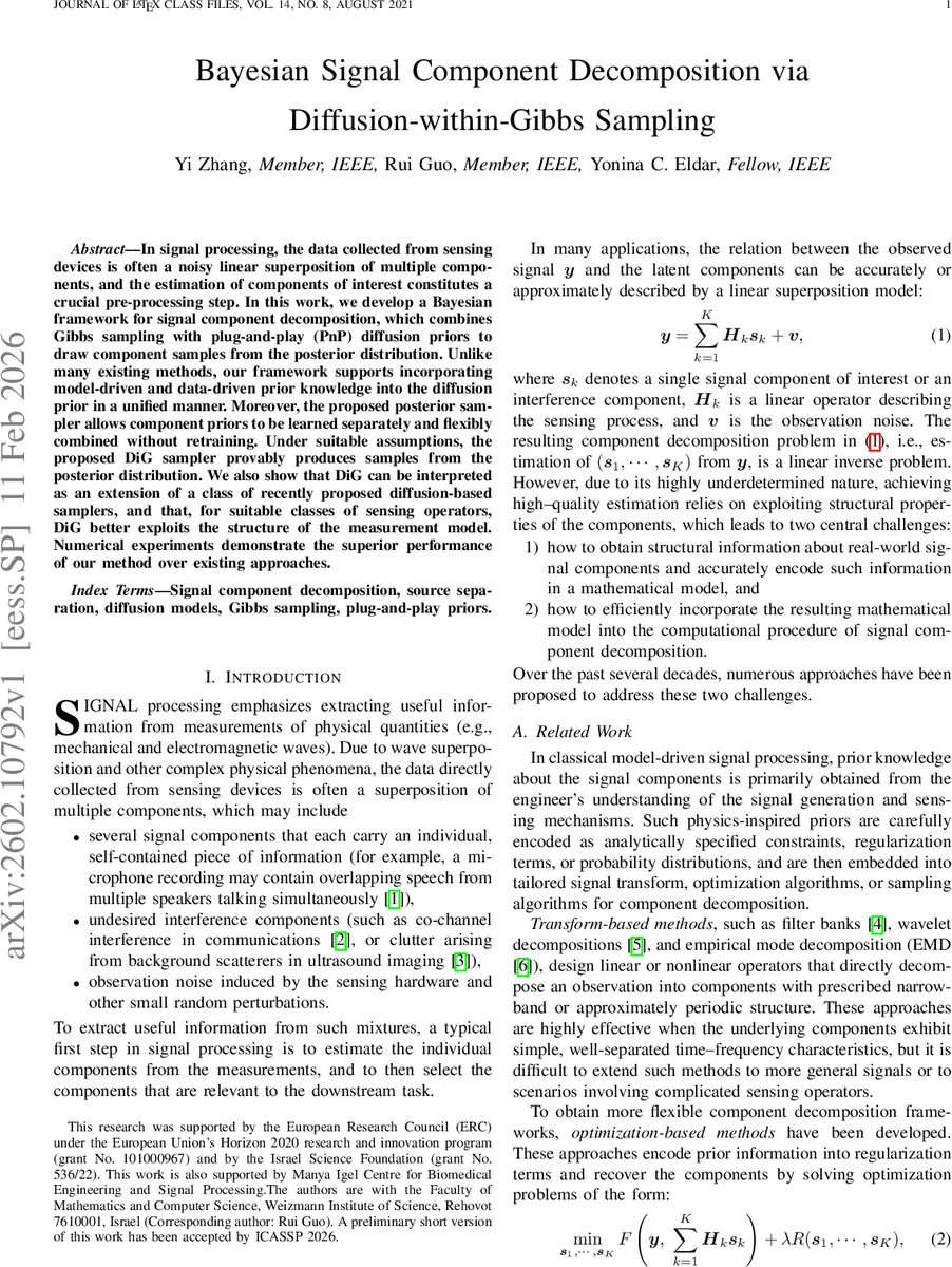 Bayesian Signal Component Decomposition via Diffusion-within-Gibbs Sampling