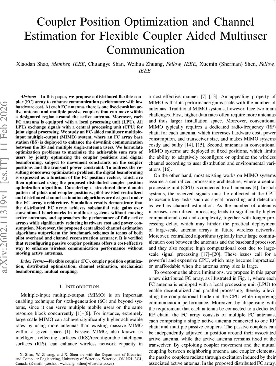 Coupler Position Optimization and Channel Estimation for Flexible Coupler Aided Multiuser Communication
