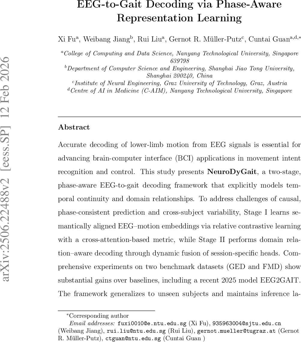 EEG-to-Gait Decoding via Phase-Aware Representation Learning