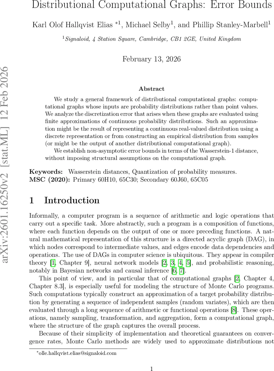 Distributional Computational Graphs: Error Bounds