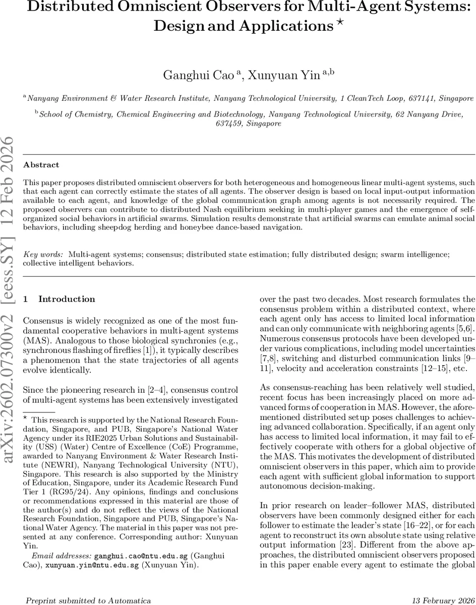 Distributed Omniscient Observers for Multi-Agent Systems: Design and Applications