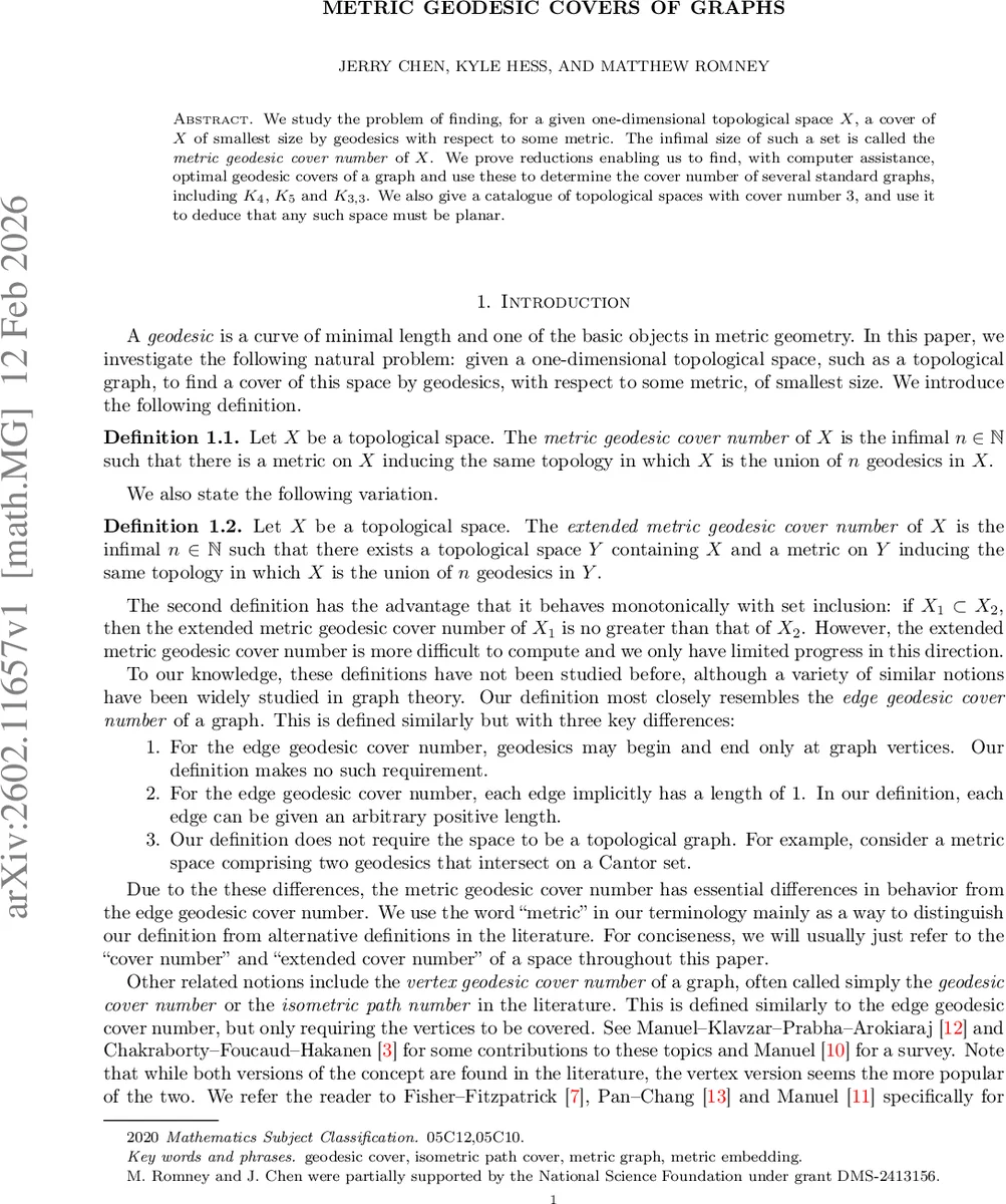 Metric geodesic covers of graphs
