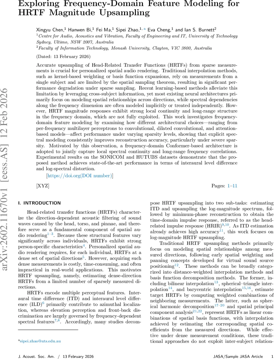 Exploring Frequency-Domain Feature Modeling for HRTF Magnitude Upsampling