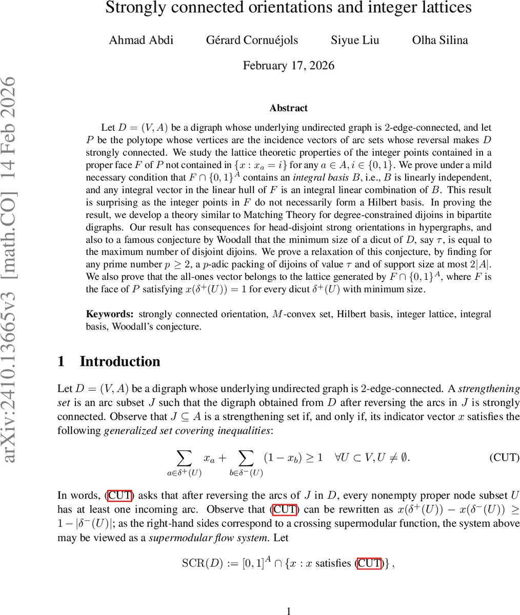 Strongly connected orientations and integer lattices