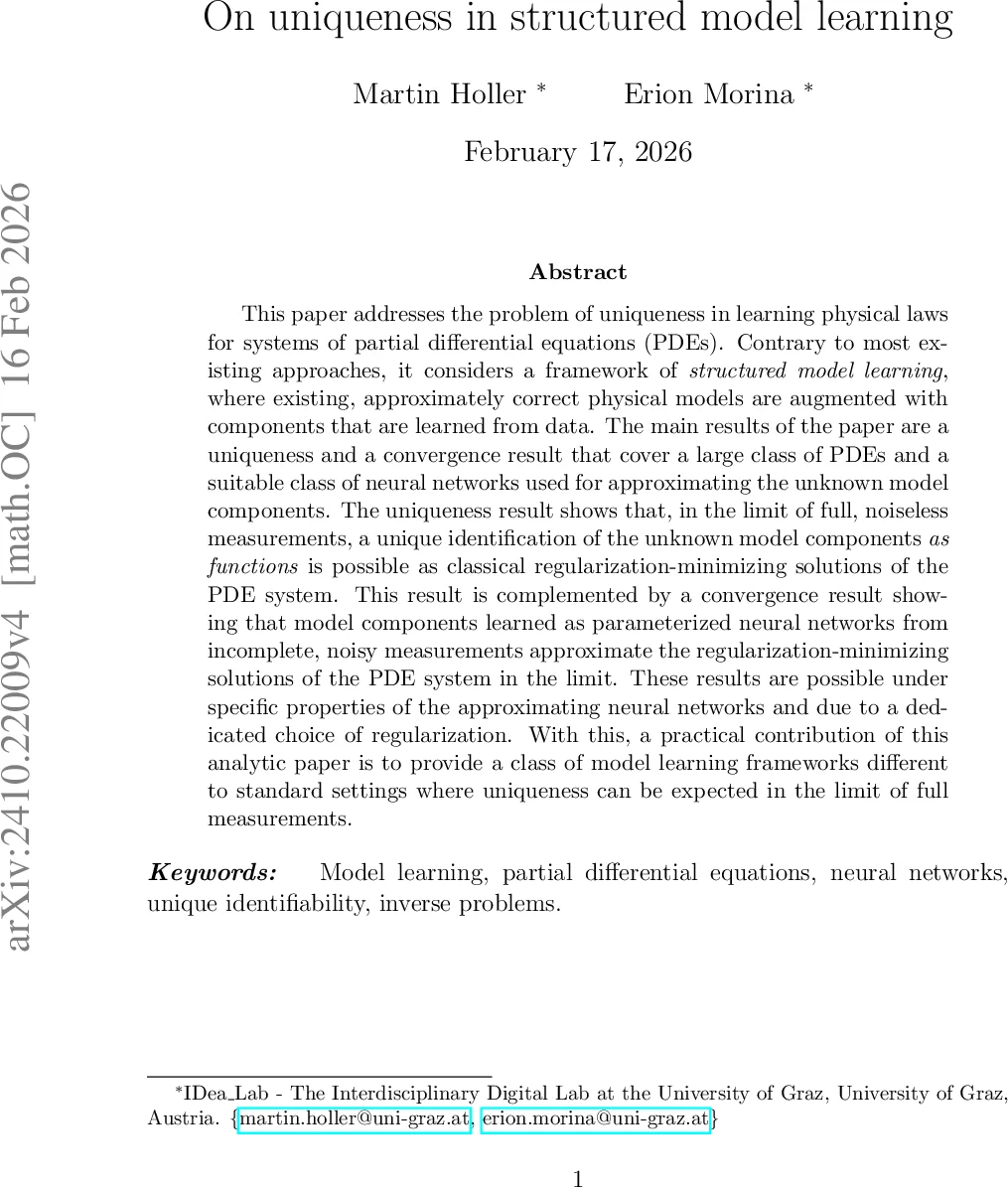 On uniqueness in structured model learning