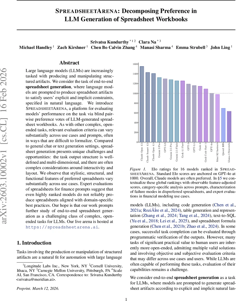 SpreadsheetArena: Decomposing Preference in LLM Generation of Spreadsheet Workbooks