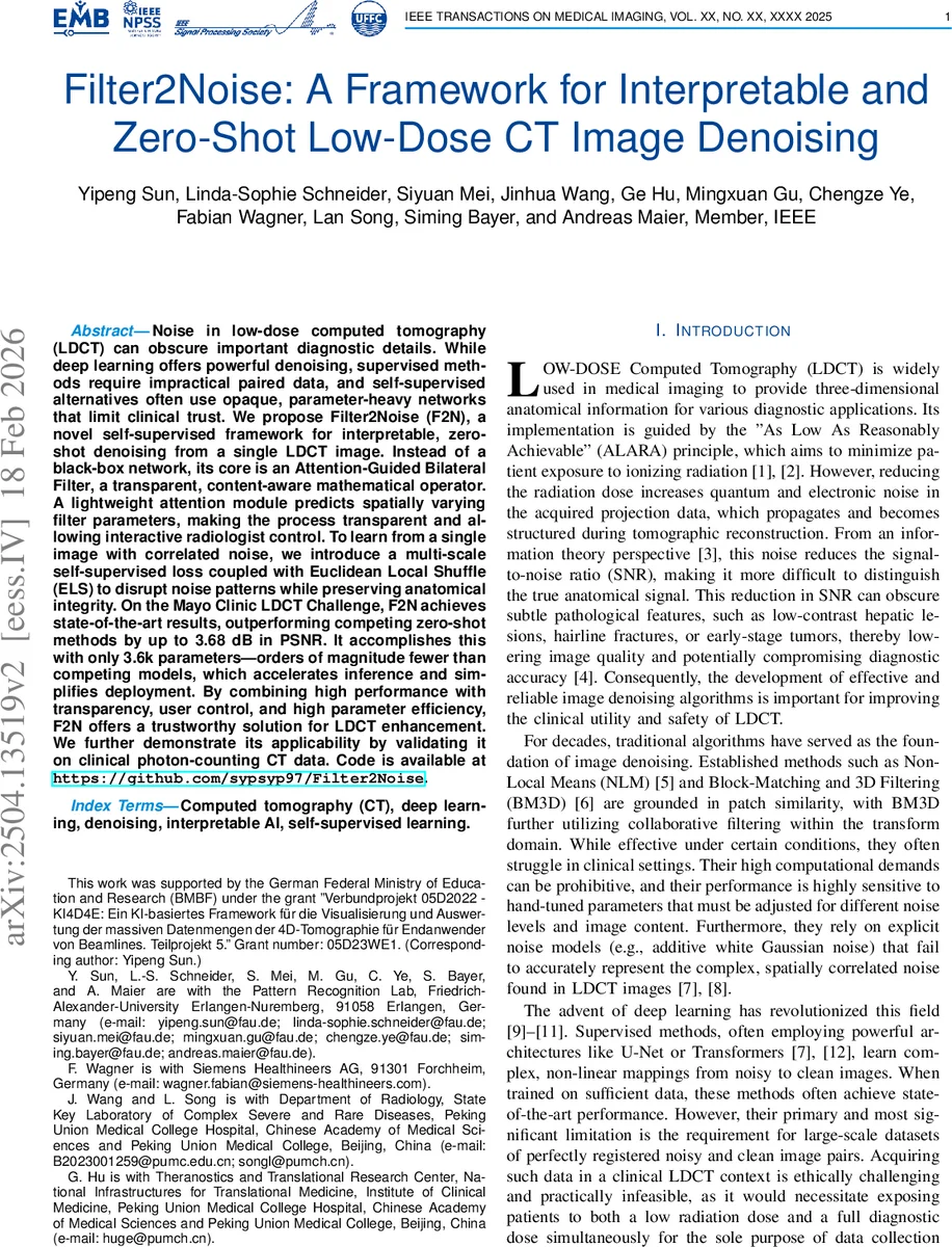 Filter2Noise: A Framework for Interpretable and Zero-Shot Low-Dose CT Image Denoising