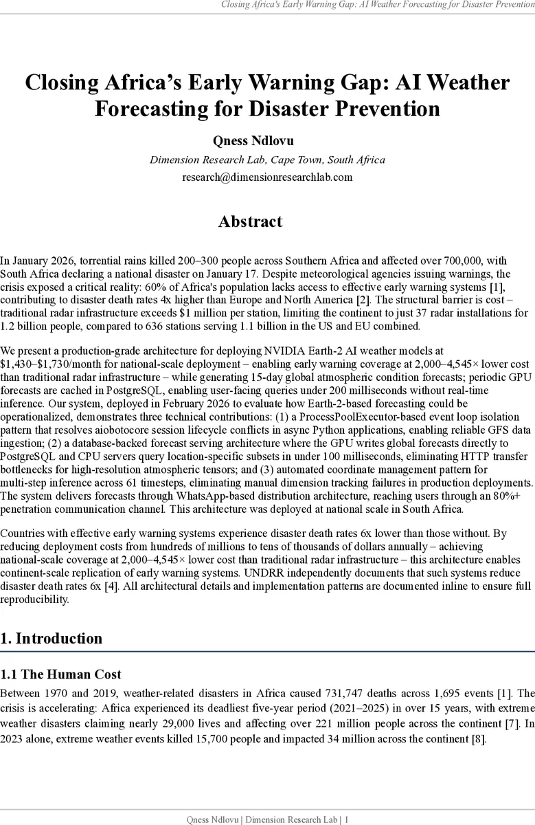 Closing Africa's Early Warning Gap: AI Weather Forecasting for Disaster Prevention