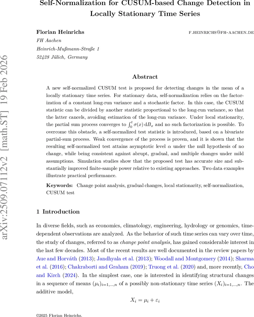 Self-Normalization for CUSUM-based Change Detection in Locally Stationary Time Series