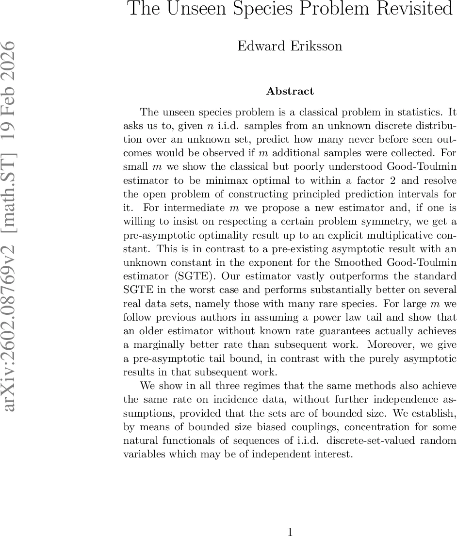 The Unseen Species Problem Revisited