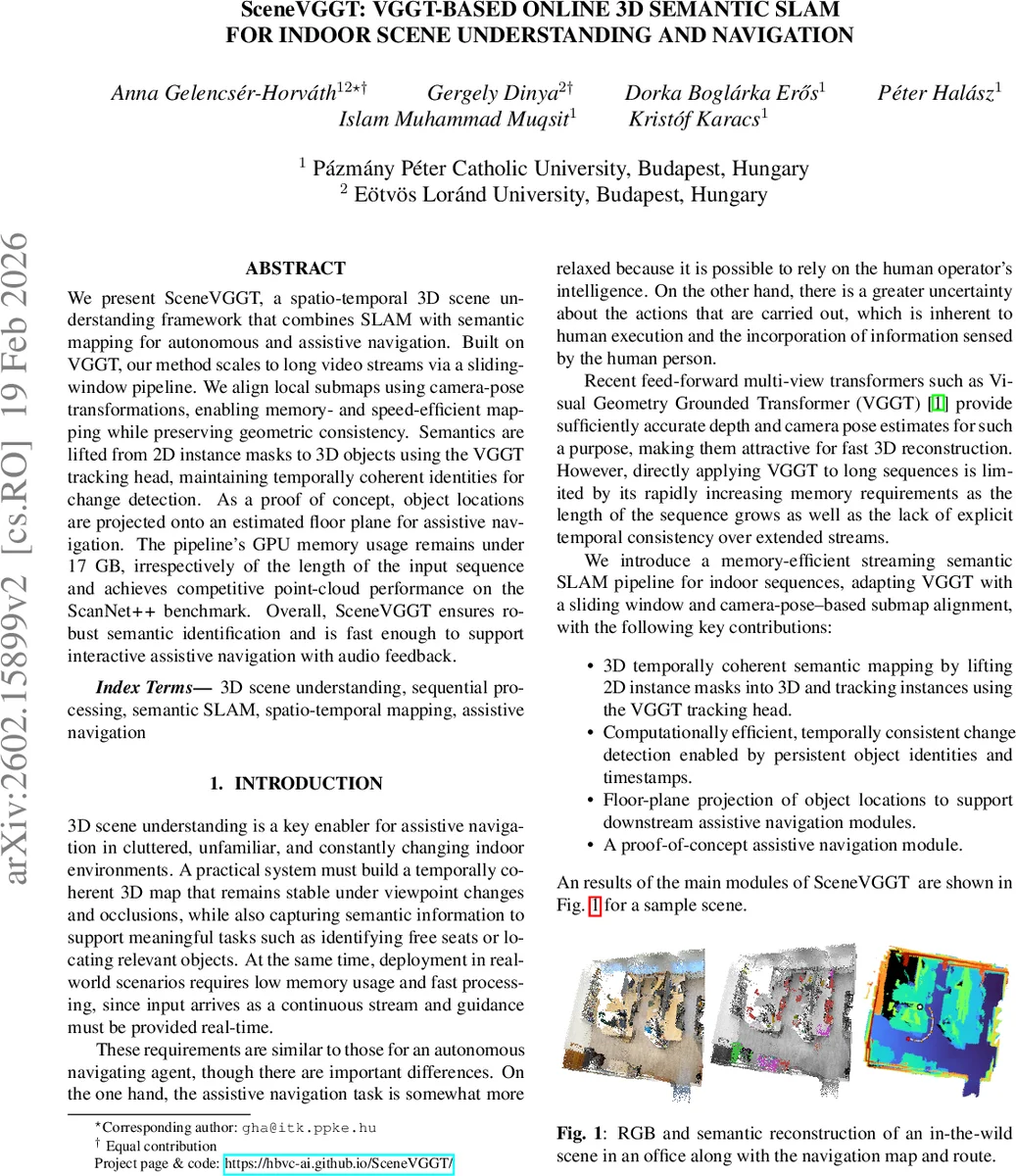 SceneVGGT: VGGT-based online 3D semantic SLAM for indoor scene understanding and navigation