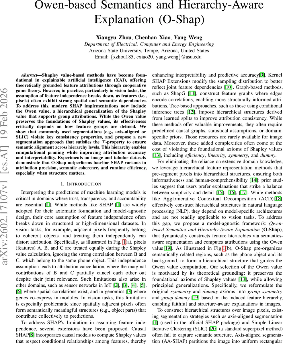 Owen-based Semantics and Hierarchy-Aware Explanation (O-Shap)