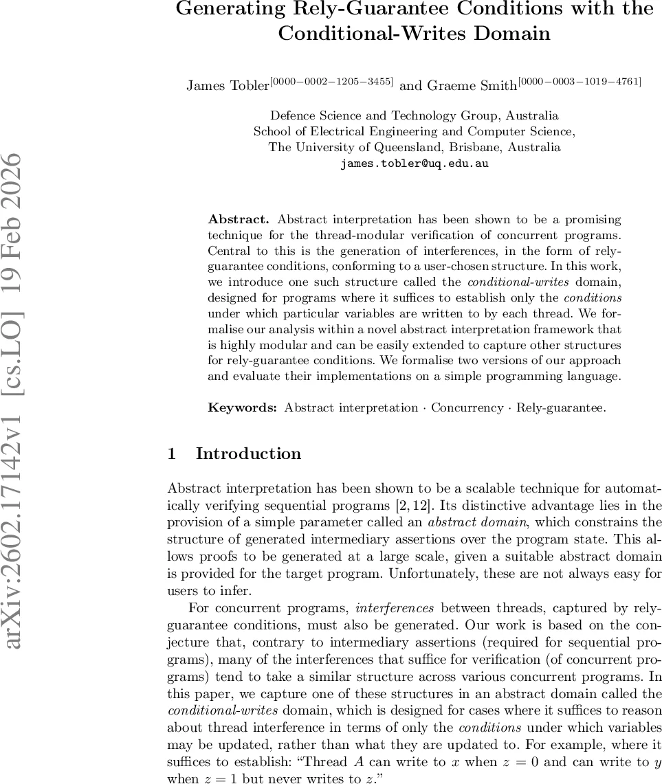 Generating Rely-Guarantee Conditions with the Conditional-Writes Domain