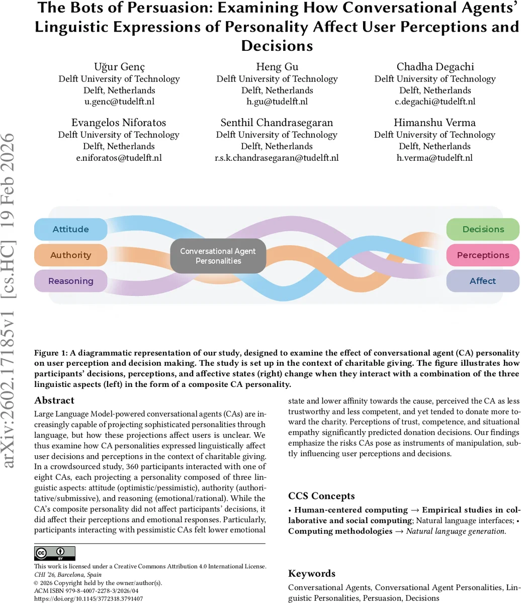 The Bots of Persuasion: Examining How Conversational Agents' Linguistic Expressions of Personality Affect User Perceptions and Decisions