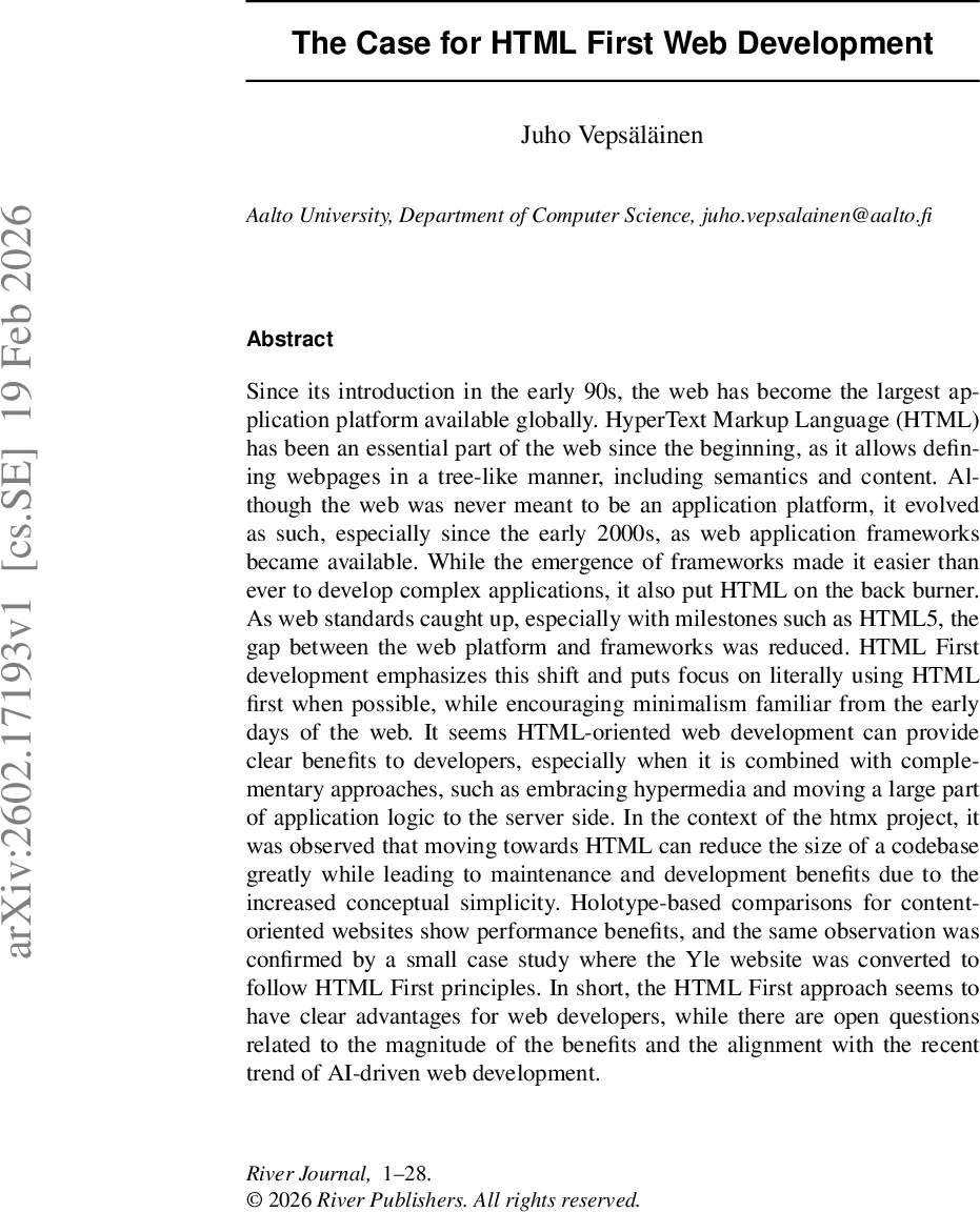 The Case for HTML First Web Development