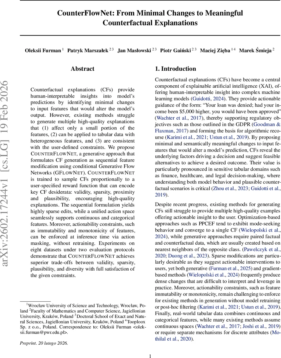CounterFlowNet: From Minimal Changes to Meaningful Counterfactual Explanations