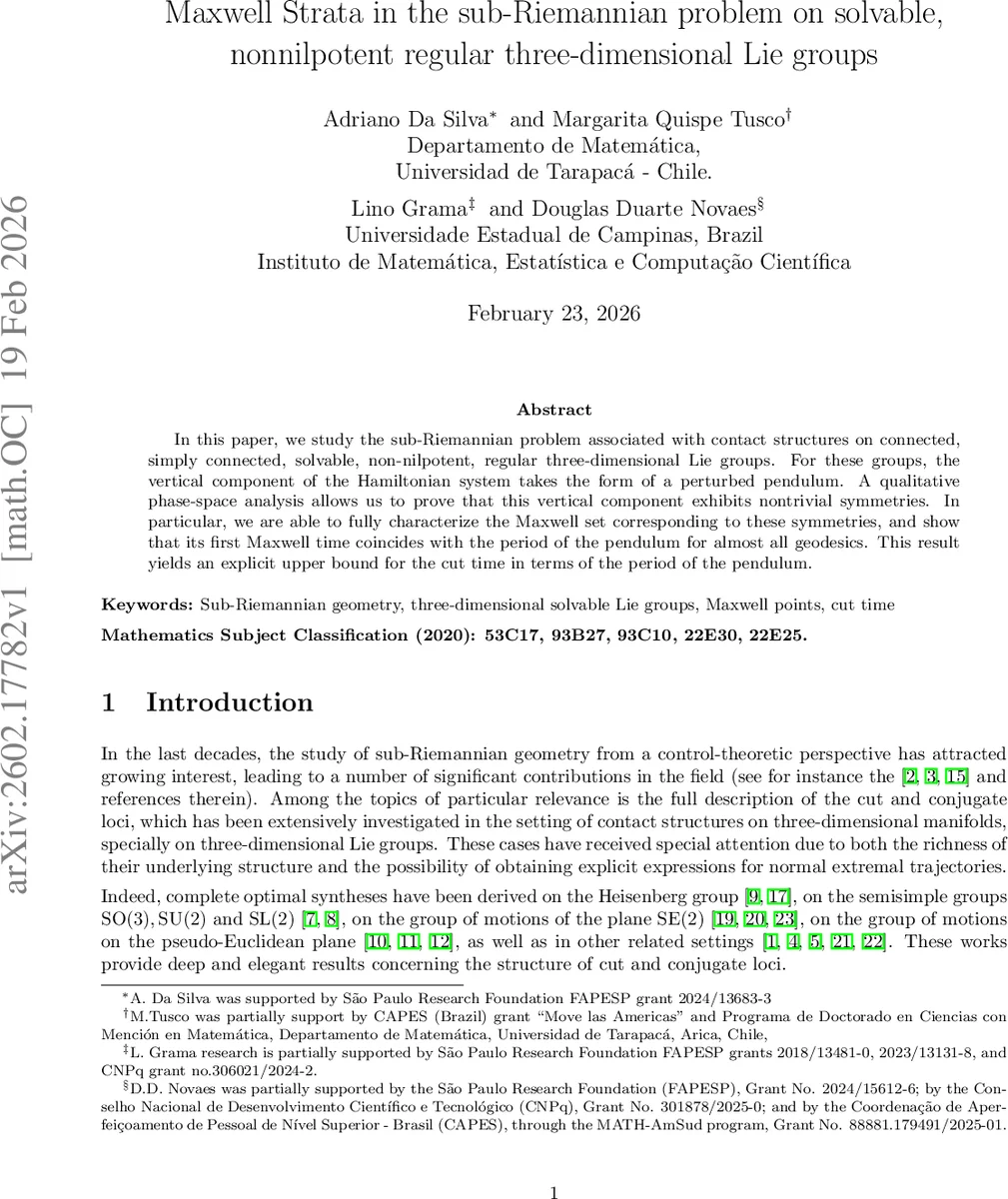 Maxwell Strata in the sub-Riemannian problem on solvable, nonnilpotent regular three-dimensional Lie groups