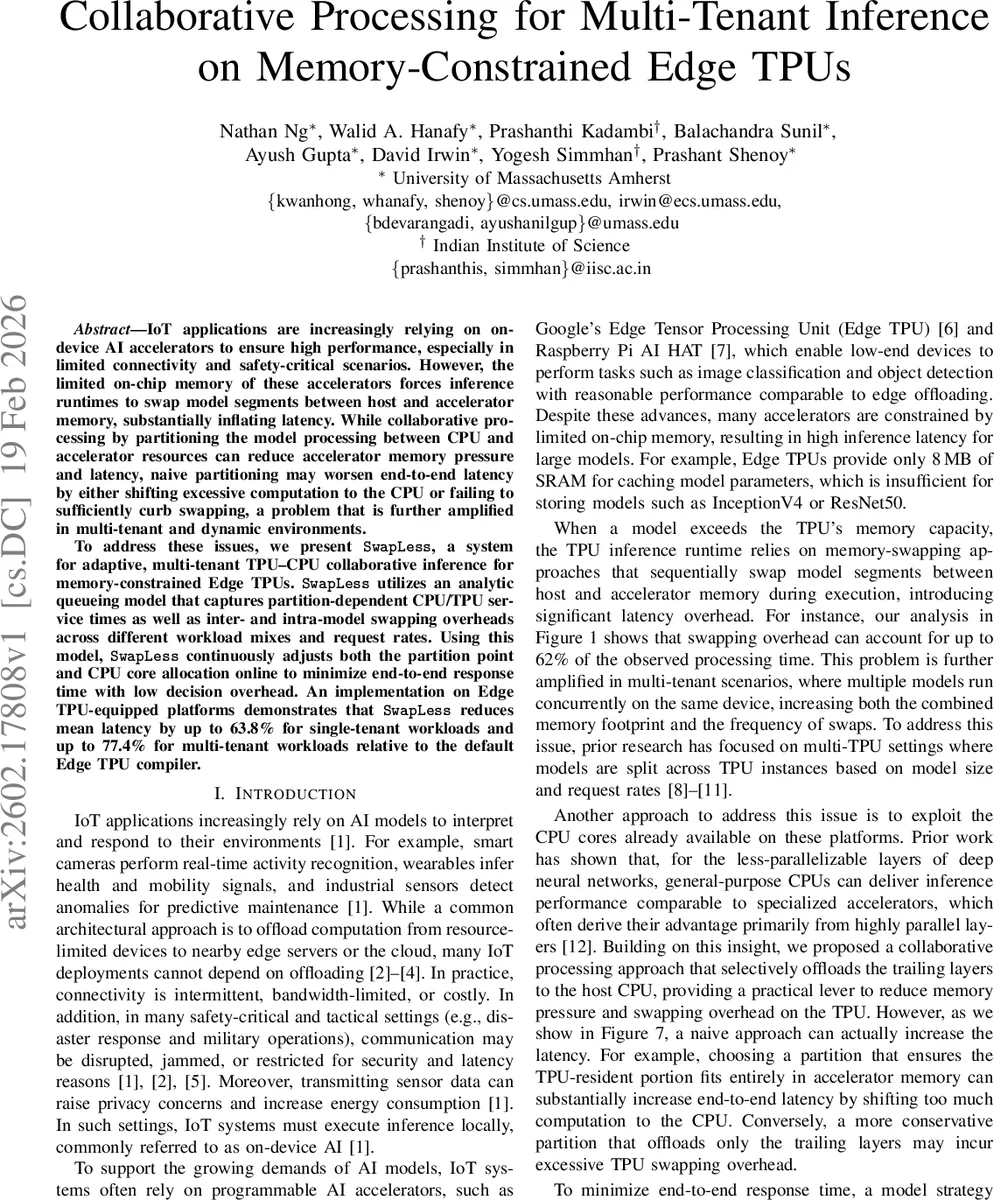 Collaborative Processing for Multi-Tenant Inference on Memory-Constrained Edge TPUs