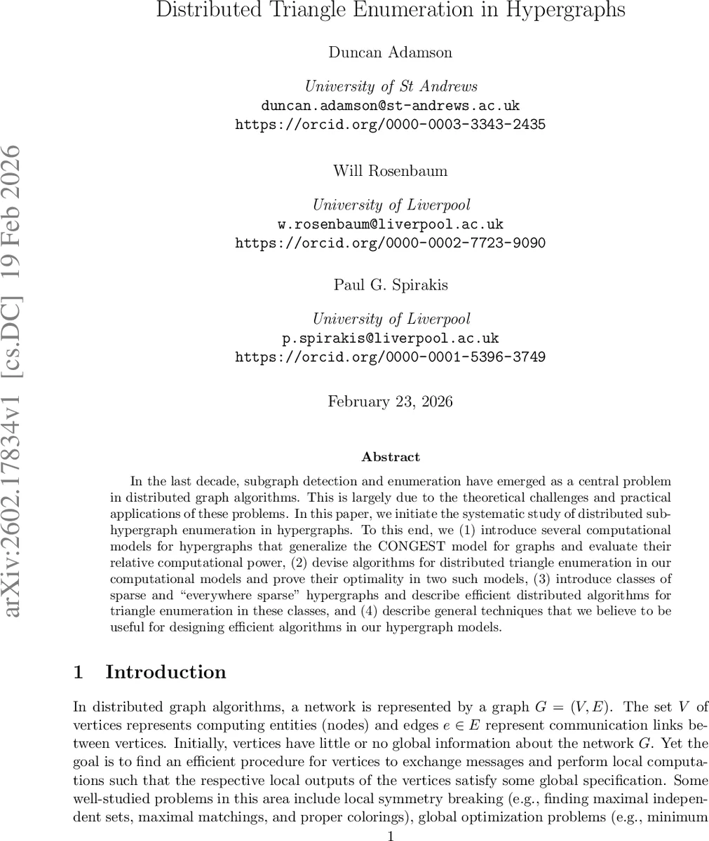 Distributed Triangle Enumeration in Hypergraphs