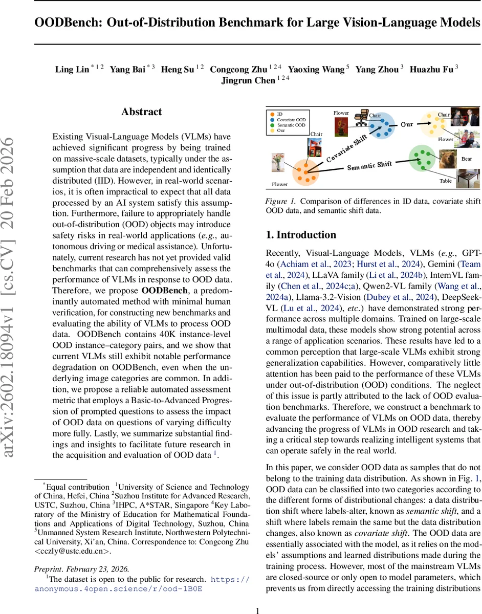 OODBench: Out-of-Distribution Benchmark for Large Vision-Language Models