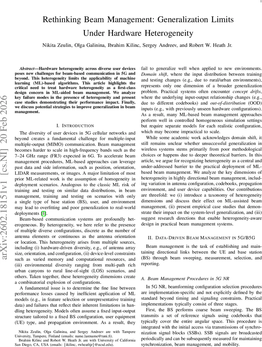 Rethinking Beam Management: Generalization Limits Under Hardware Heterogeneity