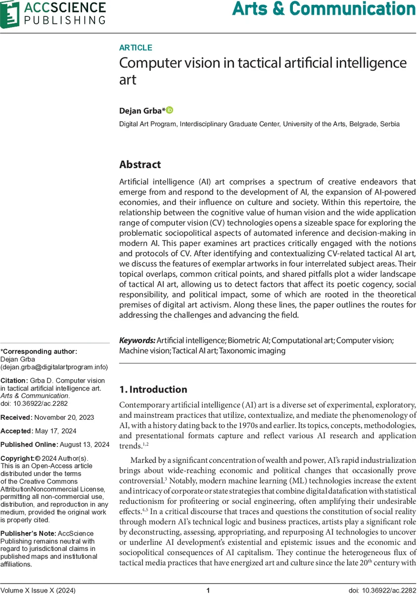 Computer Vision in Tactical AI Art