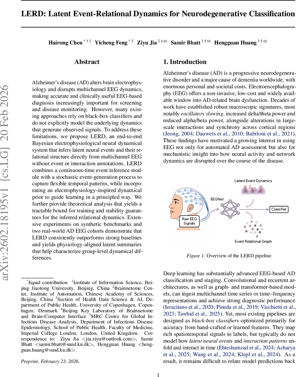 LERD: Latent Event-Relational Dynamics for Neurodegenerative Classification