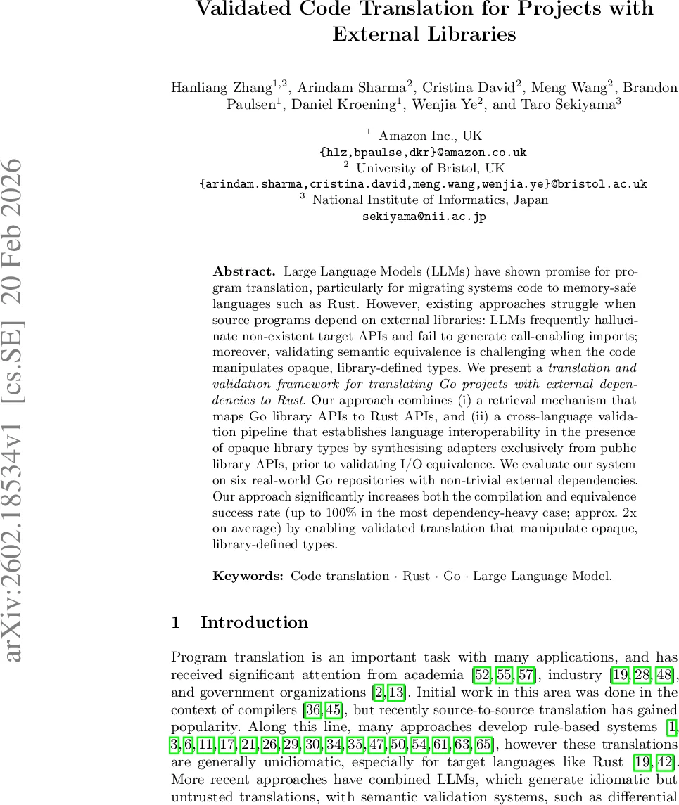 Validated Code Translation for Projects with External Libraries