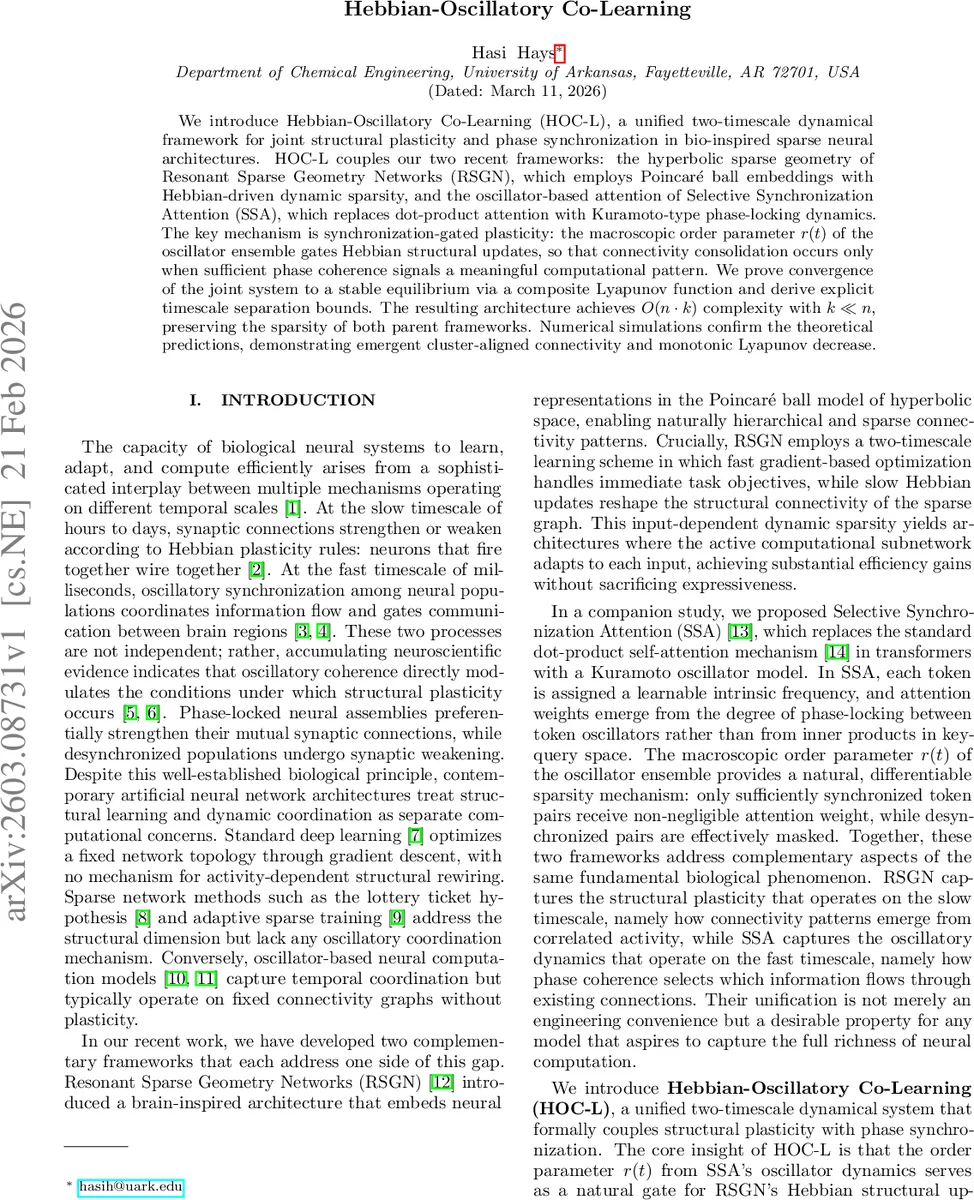 Hebbian-Oscillatory Co-Learning
