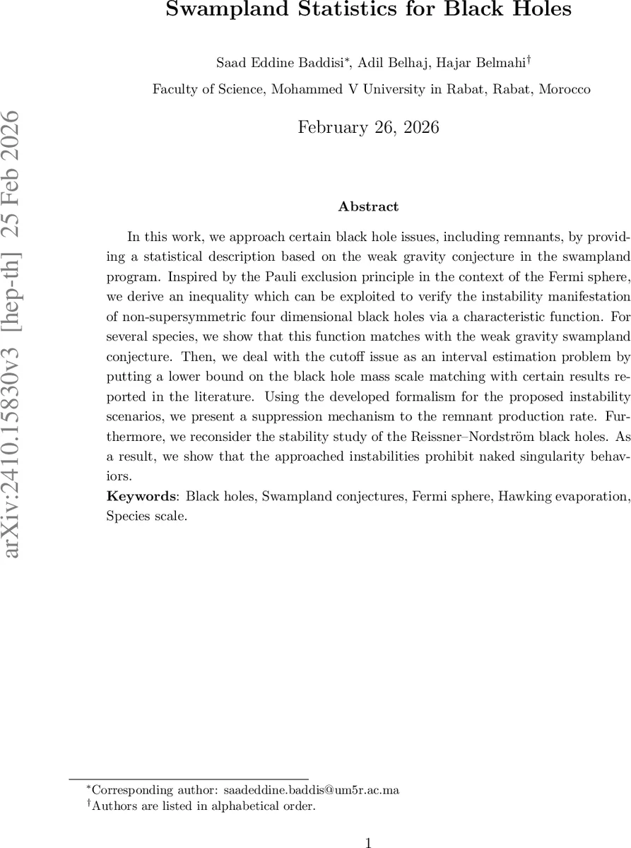 Swampland Statistics for Black Holes