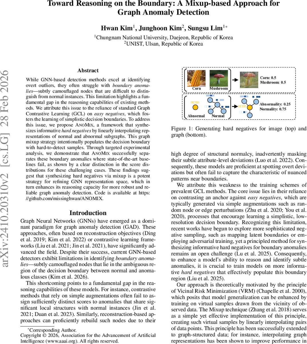 Toward Reasoning on the Boundary: A Mixup-based Approach for Graph Anomaly Detection