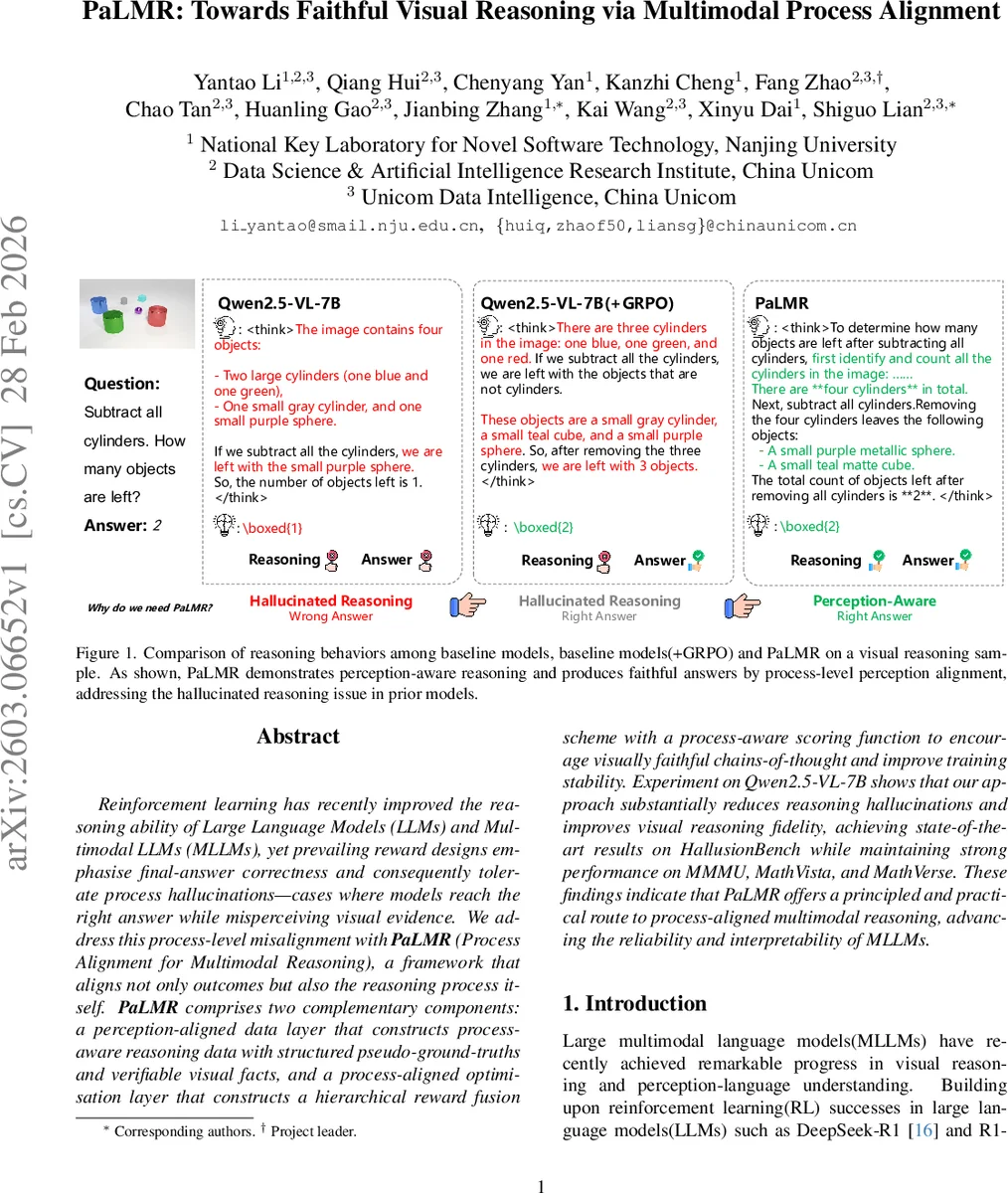 PaLMR: Towards Faithful Visual Reasoning via Multimodal Process Alignment