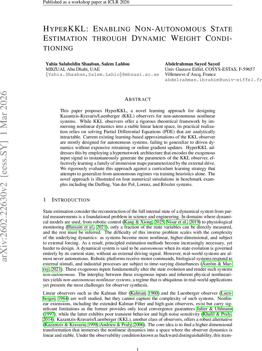 HyperKKL: Enabling Non-Autonomous State Estimation through Dynamic Weight Conditioning