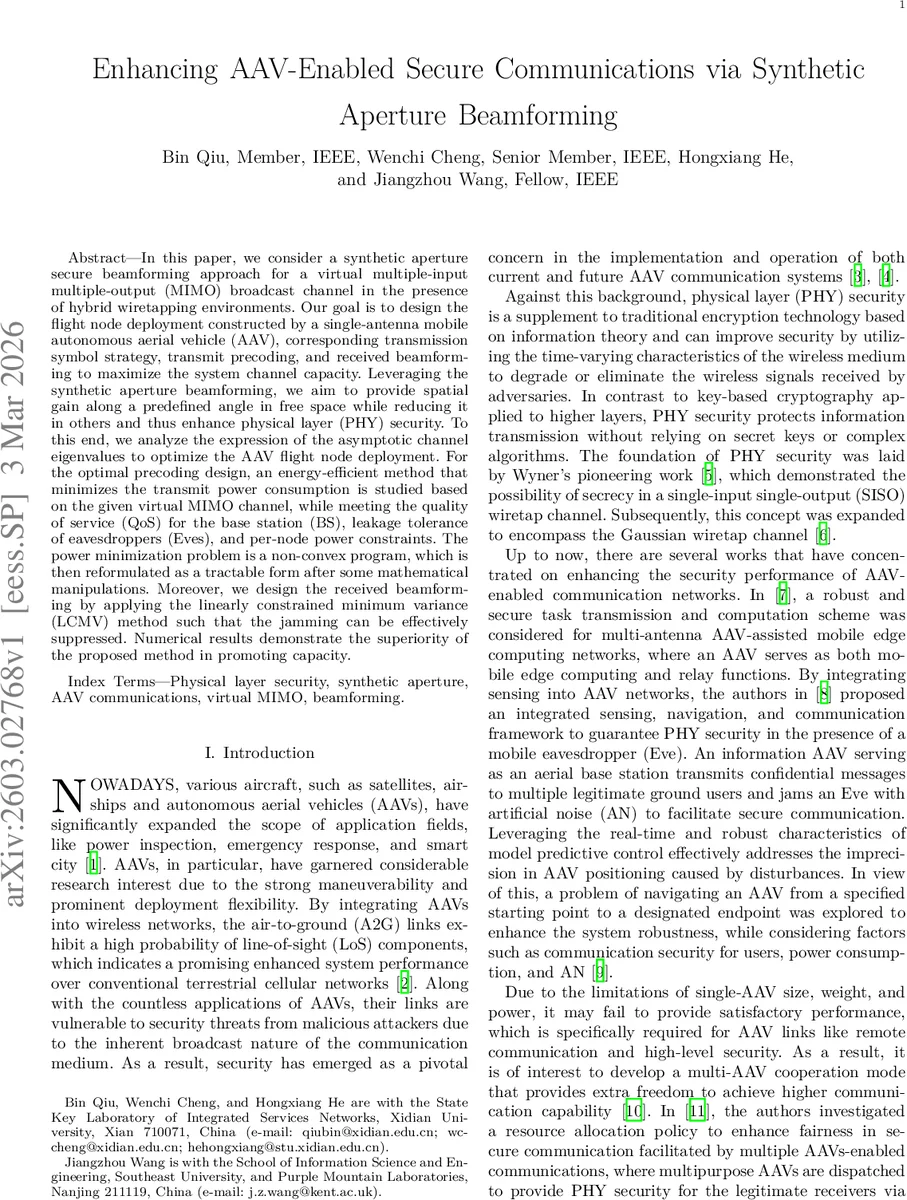 Enhancing AAV-Enabled Secure Communications via Synthetic Aperture Beamforming