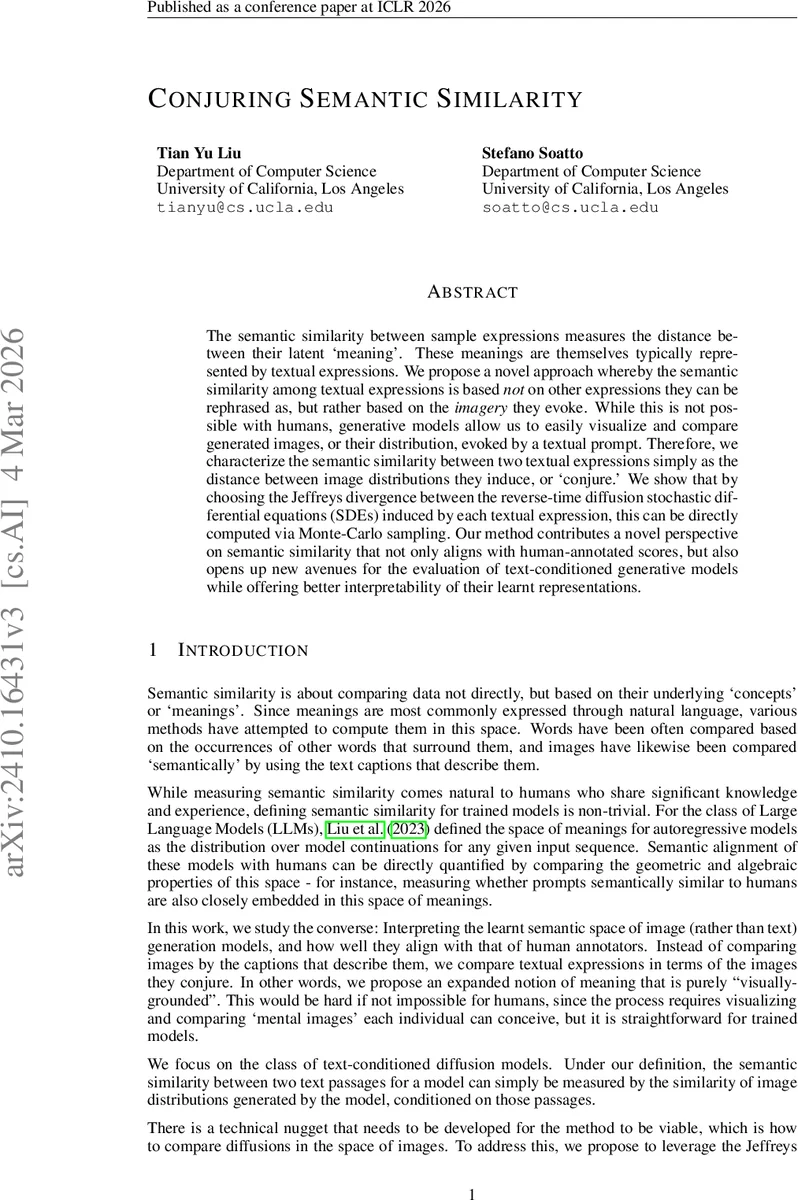 Conjuring Semantic Similarity