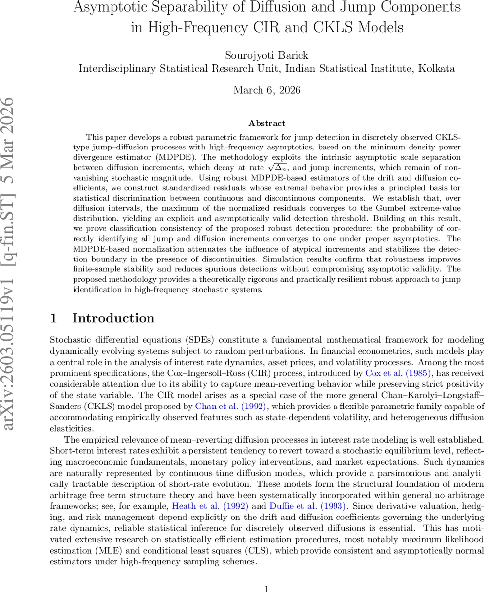 Asymptotic Separability of Diffusion and Jump Components in High-Frequency CIR and CKLS Models