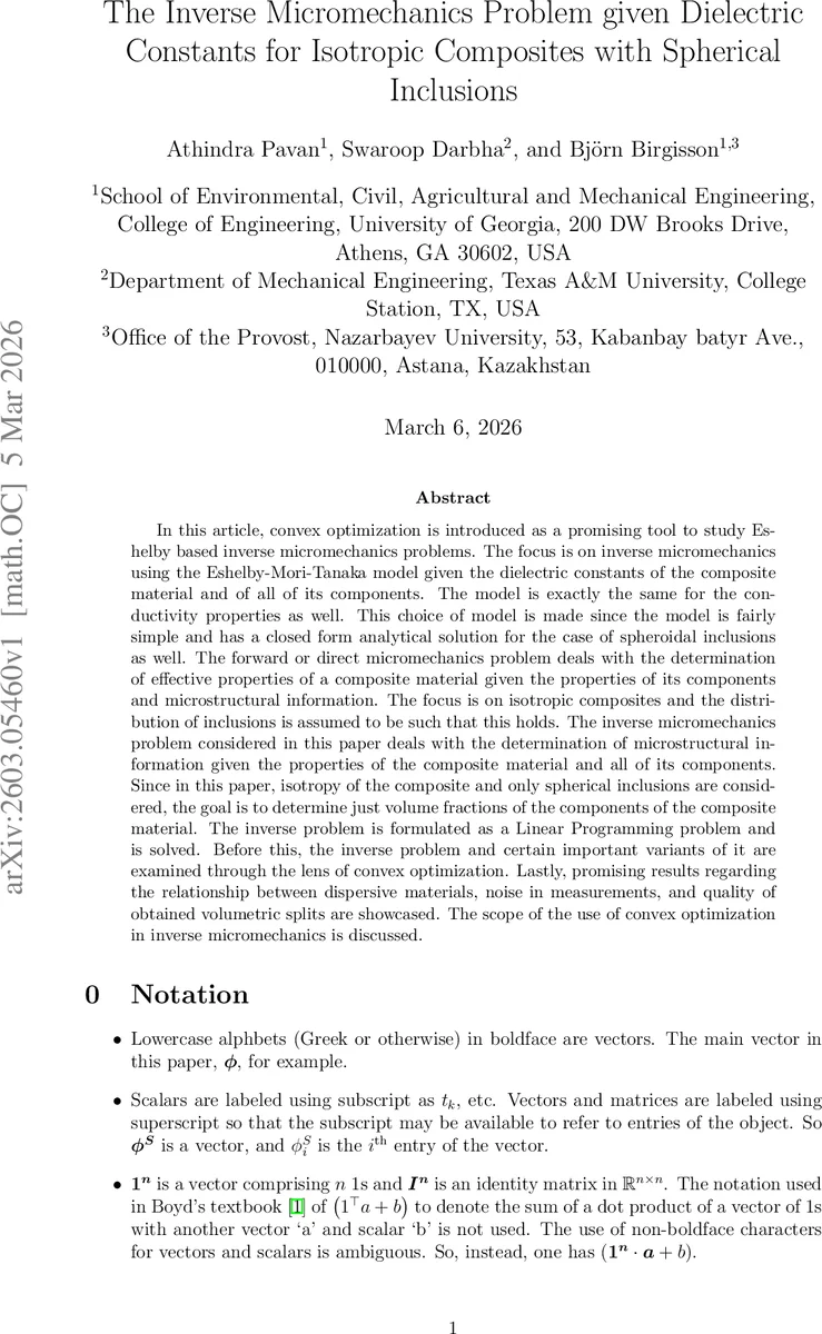 The Inverse Micromechanics Problem given Dielectric Constants for Isotropic Composites with Spherical Inclusions
