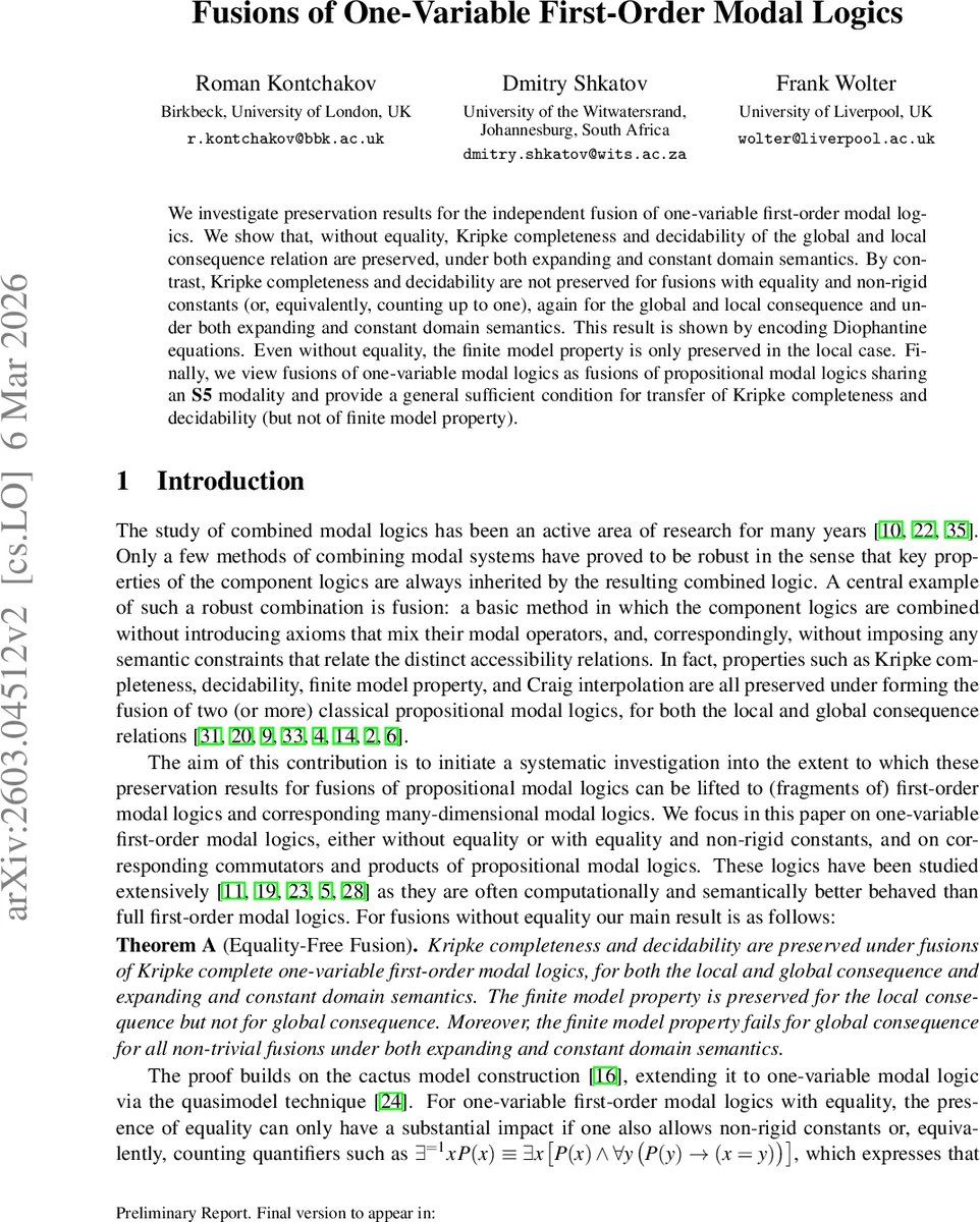 Fusions of One-Variable First-Order Modal Logics