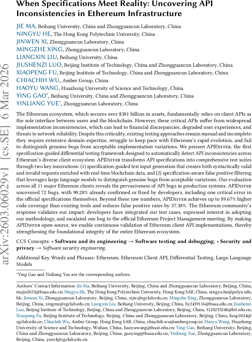 When Specifications Meet Reality: Uncovering API Inconsistencies in Ethereum Infrastructure