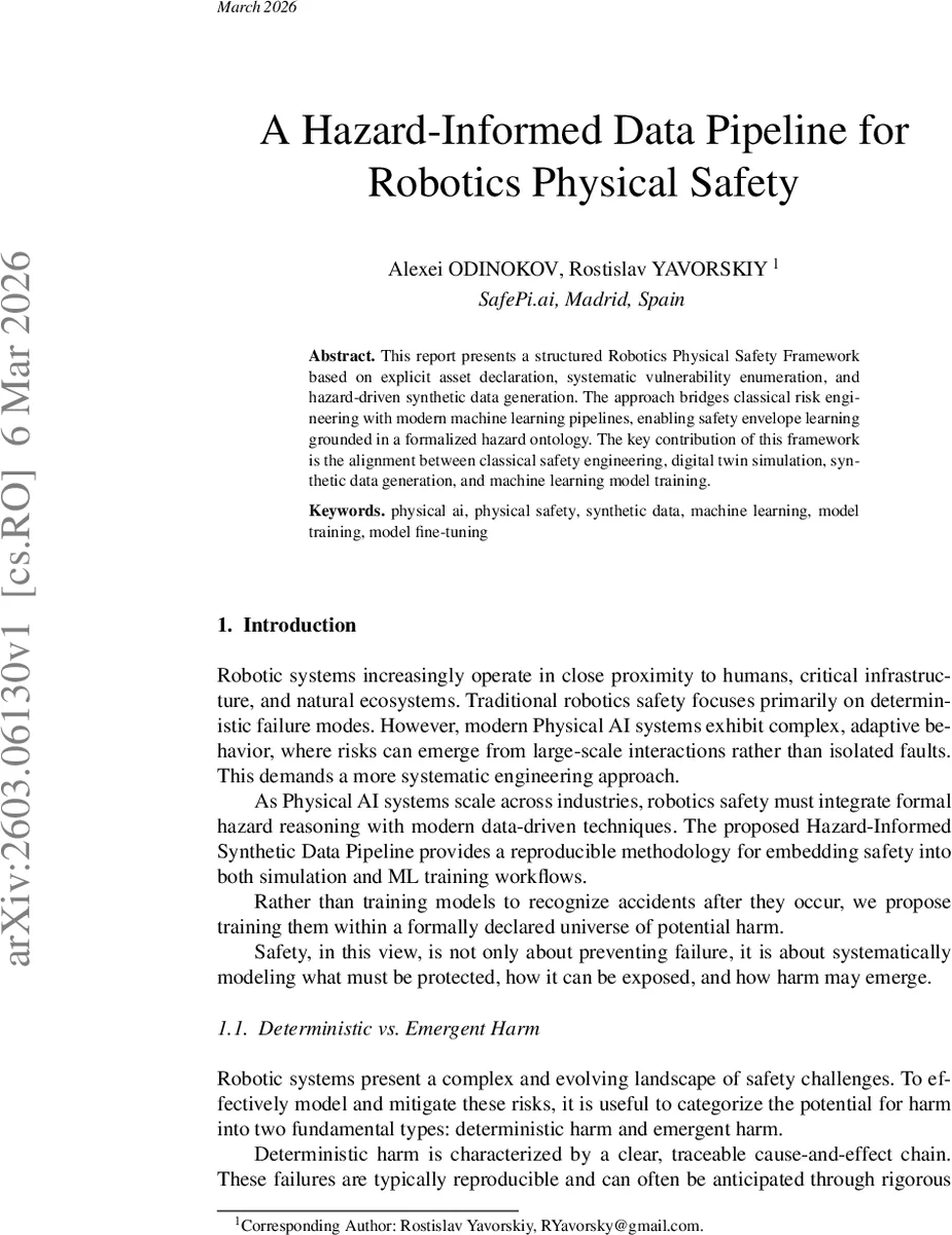 A Hazard-Informed Data Pipeline for Robotics Physical Safety