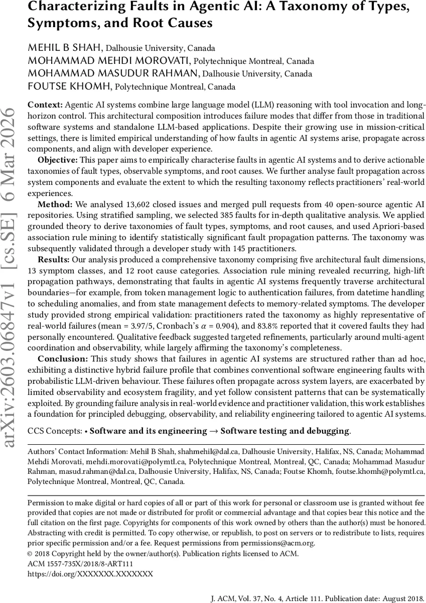 Characterizing Faults in Agentic AI: A Taxonomy of Types, Symptoms, and Root Causes