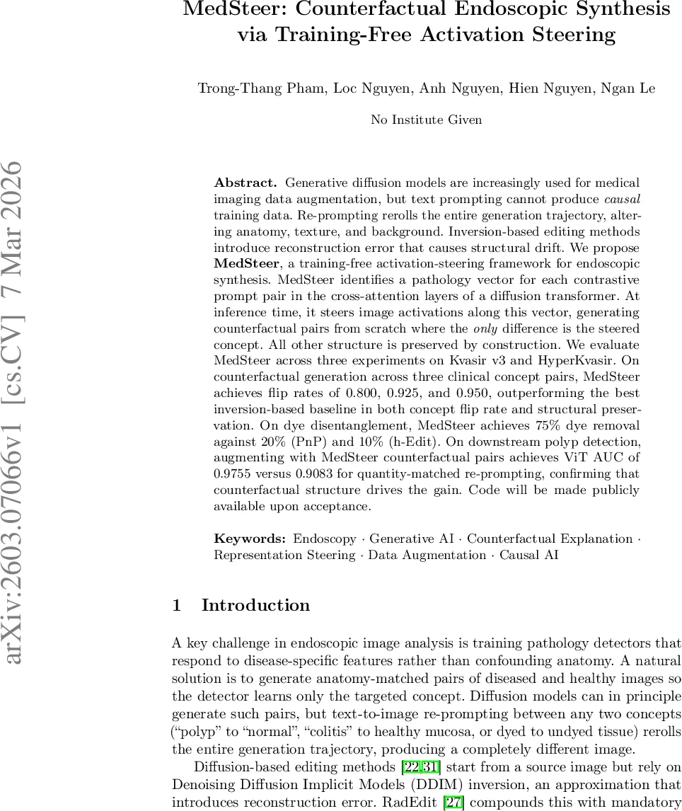MedSteer: Counterfactual Endoscopic Synthesis via Training-Free Activation Steering