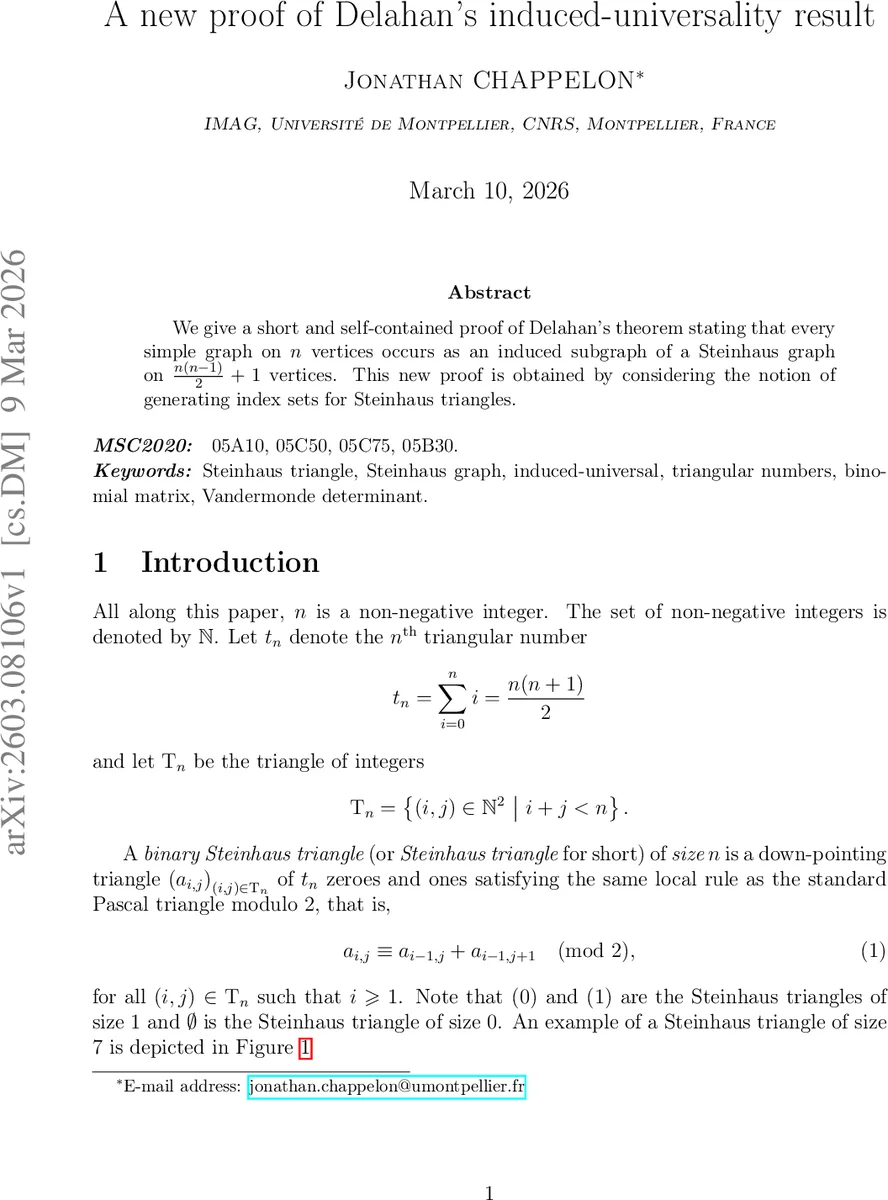A new proof of Delahan's induced-universality result