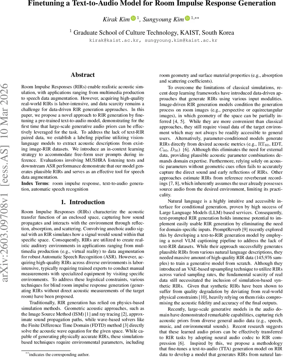 Finetuning a Text-to-Audio Model for Room Impulse Response Generation