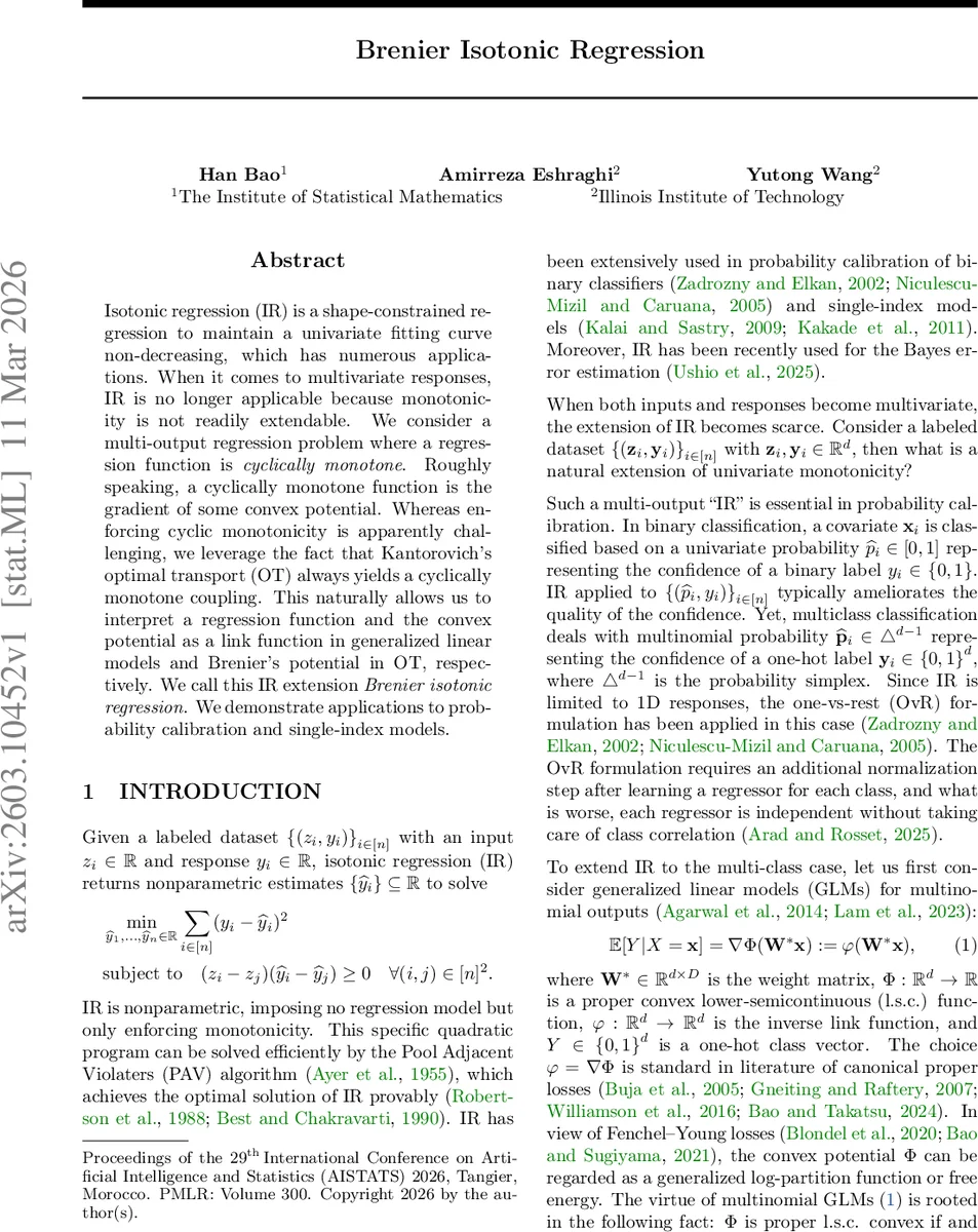 Brenier Isotonic Regression