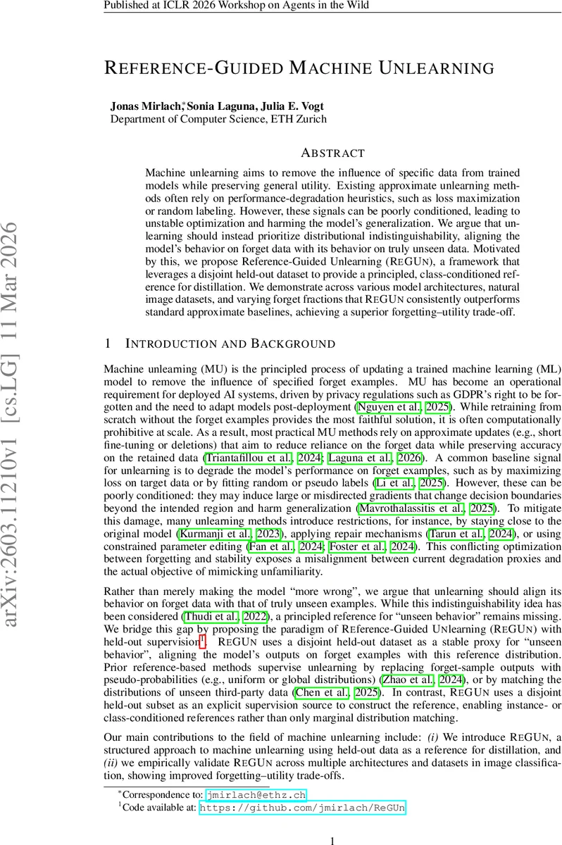 Reference-Guided Machine Unlearning
