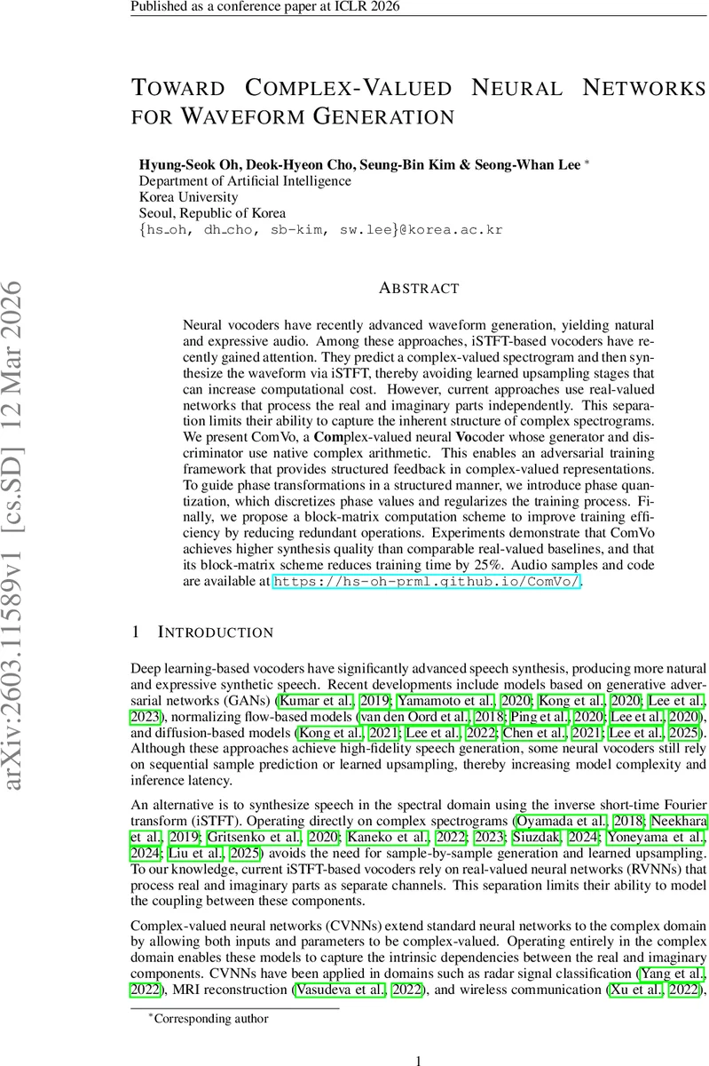 Toward Complex-Valued Neural Networks for Waveform Generation